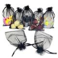 100pcs Black Organza Gift Bags 9x12cm, for Jewelry Makeup Candy