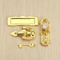 1:12 Miniature Gold Door Ring Lock Door Set Alloy