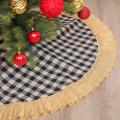 Black and Red Plaid Cloth Tree Skirt Christmas Ornaments 48-inch D