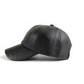 Jamont Winter Cap Pu Leather Baseball Cap Men Hat-black