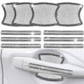 Car Door Handle Protector Rhinestone Bowl Cover 10pcs,silver+black