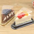 100pcs Cake Slice Clear Container Cheesecake Box with Black Bottom
