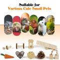Hamster Toys 12 Pcs, Natural Wooden Guinea Pig Toys, Hamster Chew Toy