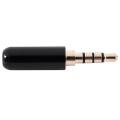 3.5mm 4 Pole Male Plug Solder Connector Gold Tone Black for 4mm Cord