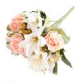 Rose Lily Artificial Silk Flowers for Bride Bouquet Home Pink