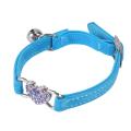 Heart Charm Cat Collar Adjustable Velvet Collar Pet with Bell S Blue