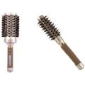 Round Barrel Hair Brush with Simulation Boar Bristle, Gold (1 Inch)