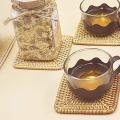 Square Rattan Coasters,cup Base Plates & Dishes Insulated Hot Pads