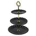 1set 3 Layers Cake Stand Dessert Fruits Vegetable Placed Tool Black