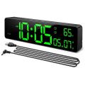 Digital Wall Clock Large Display with Snooze for Bedroom