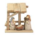Manger Character with Wooden House Christian Nativity Ornaments