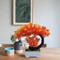 Plants Fake Bonsai Tree, for Home Office Decor,9.5 X 8.5 Inch(orange)