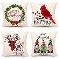 Christmas Farmhouse Case for Sofa Couch 18 X 18 Inches Flax Set Of 4