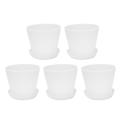 5x Plastic Plant Flower Pot with Tray Round White Upper Caliber 10cm