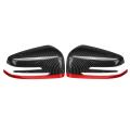2x Car Rearview Side Mirrors Cover Cap Carbon Fibe + Red