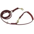 Dog Leash Soft Real Leather Handle Double Leashes P Chain-black