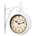 Iron Round Wall Hanging Double Sided Retro Station Clock Home Decor