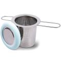 Tea Infuser Stainless Steel Tea Strainer Folding Handle Filter(blue)