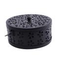 Nordic Retro Metal Hollow Floral Mosquito Coil Holder(black)