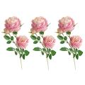 3x 3 Heads Artificial Flowers Peony Bouquet Silk Flowers (pink)