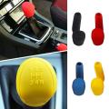 2pcs Car Hand Brake Case Silicone Gear Head Shift Knob Coverblack