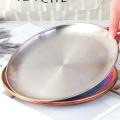 Stainless Steel Tableware Dinner Plate Food Container Tray Golden