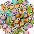 100pcs Cat Wooden Button Sewing Scrapbooking Colorful