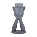 Retro Vase Ornaments with Hands Holding Cheeks Home Decoration Gray