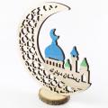 4pcs Wooden Handicraft Ornaments Eid Al-fitr Festival Moon Desktop