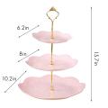 2 Pcs Round 3-tier White Stand Dessert Plates Stand for Family Party