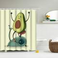 Cartoon Avocado Shower Curtain Set Novelty Avocado Home Decoration