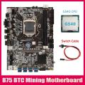 B75 Btc Mining Motherboard+g540 Cpu+switch Cable Lga1155 8xpcie Usb