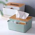 Storage Organizer Box with Wooden Lid for Tissue Paper Makeup Box-b