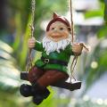 Garden Outdoor Hanging Swing Gnome Statue Waterproof Resin Gift