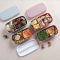 Microwavable 2 Layer Lunch Box with Compartments Leakproof Box Pink