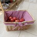 Picnic Basket, with Double Handles and Cloth Lining for Fruit Storage