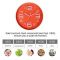 3d Number Quiet Wall Clocks Battery Operated 10 Inch Red