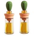 2 Refueling Bottles with Grill Brush-oil Storage Kitchen Orange Green