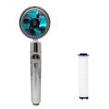 Detachable Handheld Shower Head Water with Fan Spray Nozzle Kit Blue