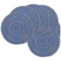 Round Woven Place Mats Set Of 6 Table Mat Woven Washable (blue)