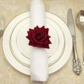 6pcs/lot Romantic Rose Napkin Rings Alloy for Wedding Holiday Banquet