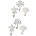Set Of 3 Starfish Seashell Crab Cast Iron Decorative Metal Hooks