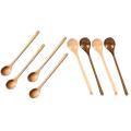 4 Pcs Wooden Mixing Spoon Long Handle for Kitchen Mixing Cooking