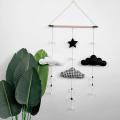 Felt Clouds Shape Wall Hanging Kids Wooden Stick Tassel Pendant Decor