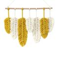 Handmade Macrame Wall Hanging Feather Cotton Woven Leaves Living Room