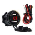 4.2a Car 2 Port Dual Usb Charge Adapter Socket Led Voltmeter Red