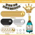 Black Gold Birthday Decoration, Chrome Silver Confetti Latex Balloons