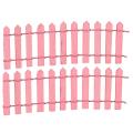 2pcs Wooden Fencing Wood Barrier Diy Mini Landscape Fairy Garden Pink