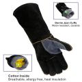 Extreme Heat&fire Resistant Gloves Leather Stitching Black 16 Inches