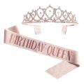 Birthday Queen Belt and Rhinestone Crown-rose Gold Birthday Gift